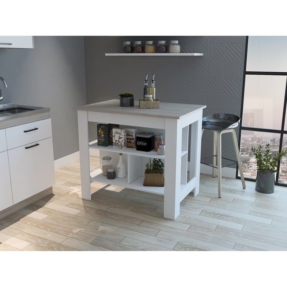 Industrial Kitchen Island - Fits Spaces Well 36.12 In. Tall Spacious Top Stores Kitchenware Appearance