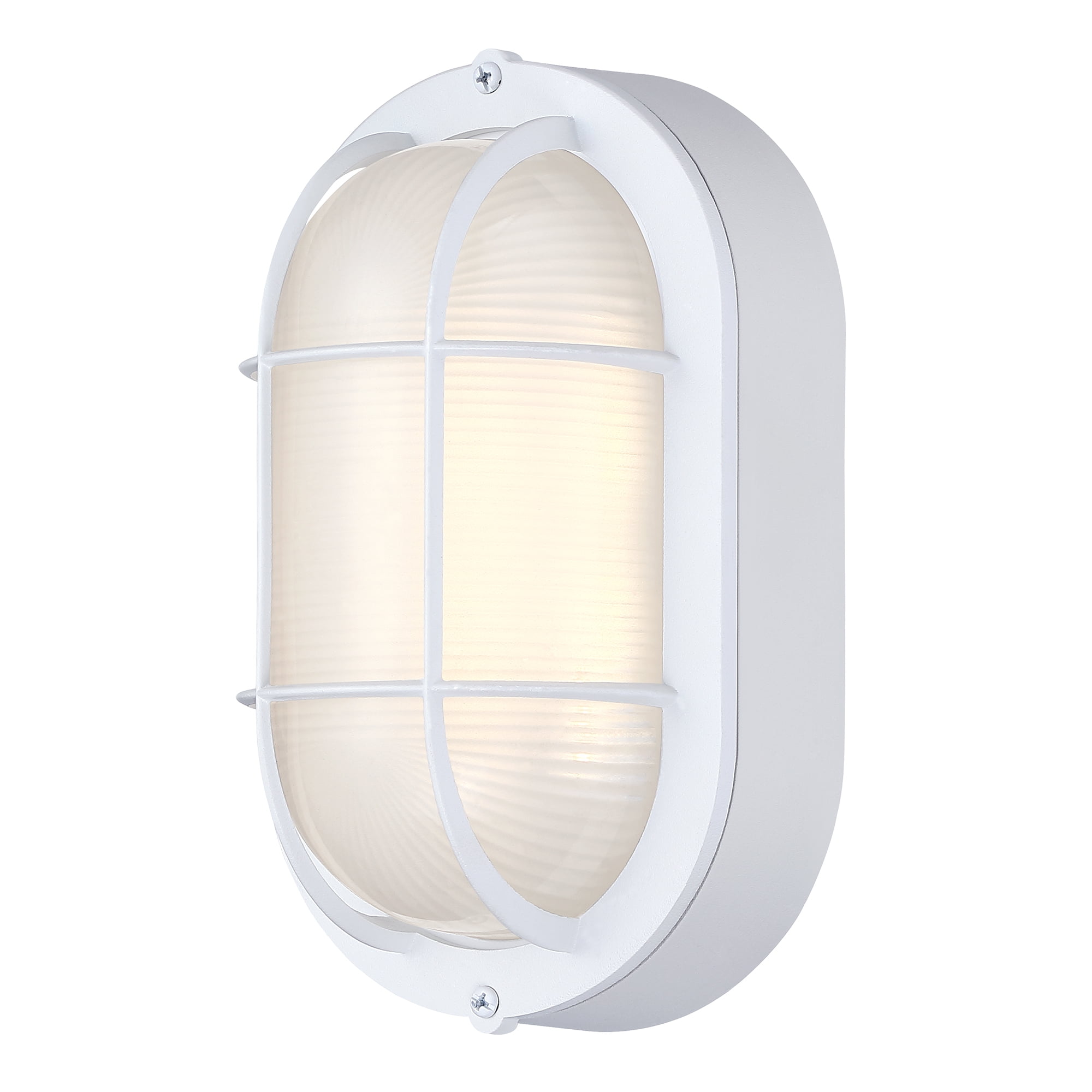 Industrial LED Outdoor Light Fixture Wall Mount with Ellipse Frosted Glass Shade, Dimmable, 3000K, 500 Lumens