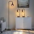 thumbnail image 1 of Industrial Lamp Set 3 Piece-1 Floor Lamp and 2 Dimmable Table Lamp- 3 Pack Modern Matching Floor and Table Lamp with Gradient Black Globe Bulb for Living Room,Bedroom(Bulb Included), 1 of 15