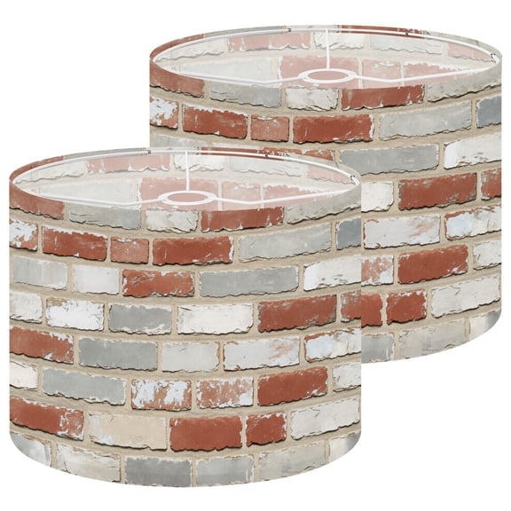 Industrial Lampshades 2 Pack Reclaimed Brick Wall Exposed Brick Mortar Lines Industrial 13"x13"x10" Light Shade for Table Lamps Floor Lamps Drum Lamp Shades Lampshade Replacement Easy Assembly