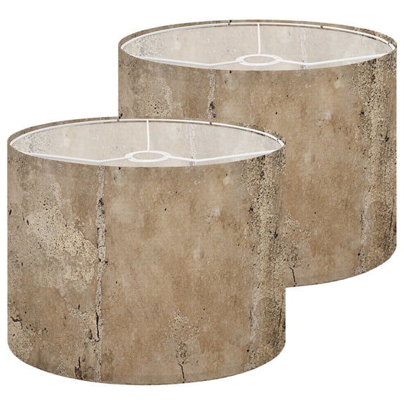 Industrial Lampshades 2 Pack Textured Brown Concrete Metallic Industrial Cement Subtle 13"x13"x10" Light Shade for Table Lamps Floor Lamps Drum Lamp Shades Lampshade Replacement Easy Assembly