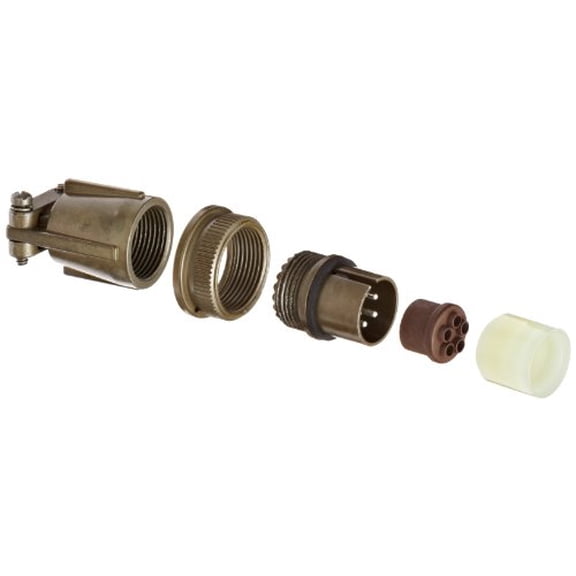 Industrial MS3106E14S-5P Circular Connector Pin, Environmental Resisting, Threaded Coupling, Solder Termination, Straight Plug, 14S-5 Insert Arrangement, 14S Shell Size, 5 Contacts$$Electrical