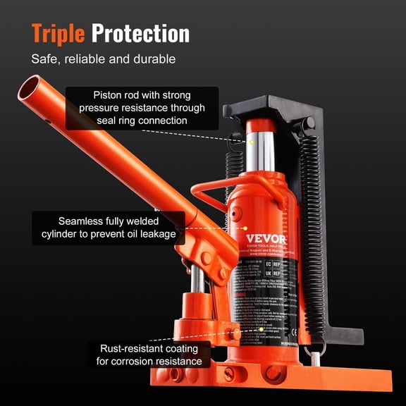 Industrial Machine Jack Hydraulic Toe Lift to 2.5 Ton, Top Lift to 5 Ton, Height Range 0.8-13.4in
