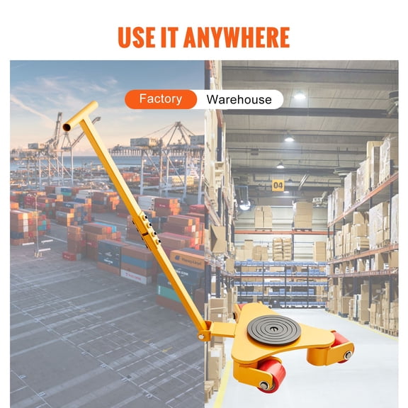 Industrial Machinery Mover Skate Dolly 3 Ton Heavy Duty Equipment Roller 360 Swivel PU Wheels Non-Slip Handle for Workshop Warehouse Use