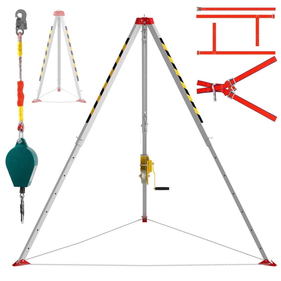 Industrial Manual Winch, 1800 lbs Tractive Force, 0.2 in Steel Wire Rope, 98.43 ft Length, Adjustable Support Stand, Alloy Pulley, Heavy Duty Puller for Underground Rescue and Heavy Pulling