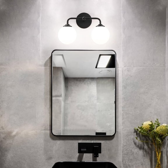 Industrial Matte Black 2-Lights Bathroom Light Fixtures