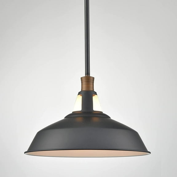Industrial Matte Black Pendant Light Rod Hung , Adjustable Height