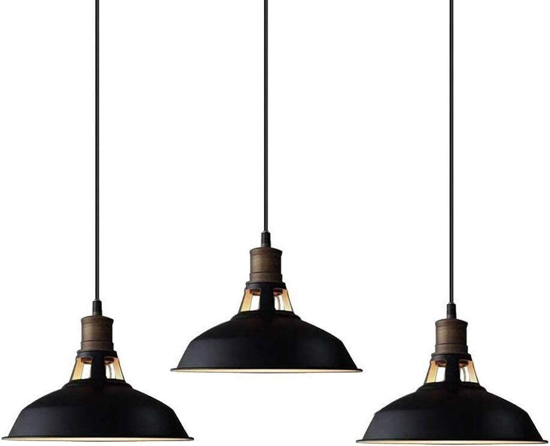 Barn Light Matte Black and White Metal Pendant Light Set