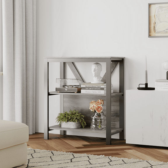 Industrial Metal Book Shelf with LED Lights, Tall Book Case for Bedroom, Open Book Shelf Organizer, Standing Display Bookshelf, Heavy Duty Bookcase for Office Living Room