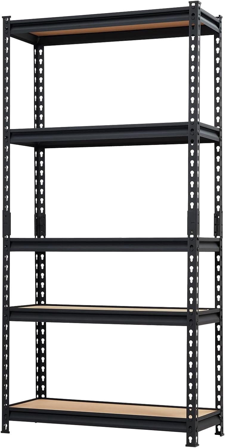 Industrial Metal Storage Shelves, 5 Tier Adjustable Garage Shelving Rack, 2000 lbs Capacity for Pantry and Storage Organization, 30 x 12 x 60 Inch