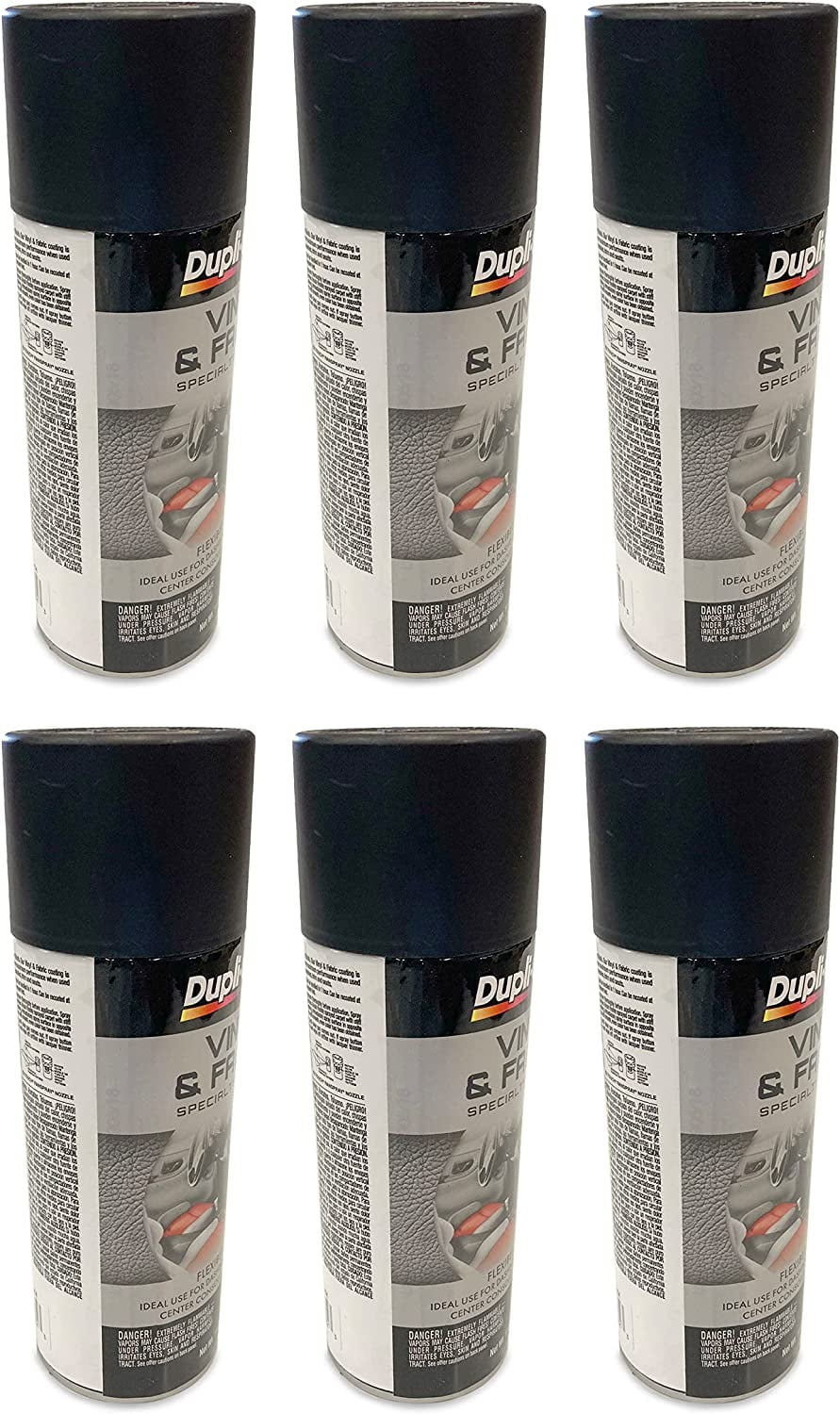 Industrial Military Vinyl Fabric Canvas Spray Paint, Black, for soft Humvee Doors and Roofs, 6 pack