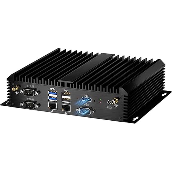 Industrial Mini PC, Fanless Desktop Computer Core i5-8250U 1.6-3.4GHz, Win-11 Pro, 16G DDR4 RAM, 256G SSD, VGA/HDMI 4K@60Hz, 2x2.5G LAN Ports, 6xCOM RS232, 4G Module Slot, WiFi6/BT5.2