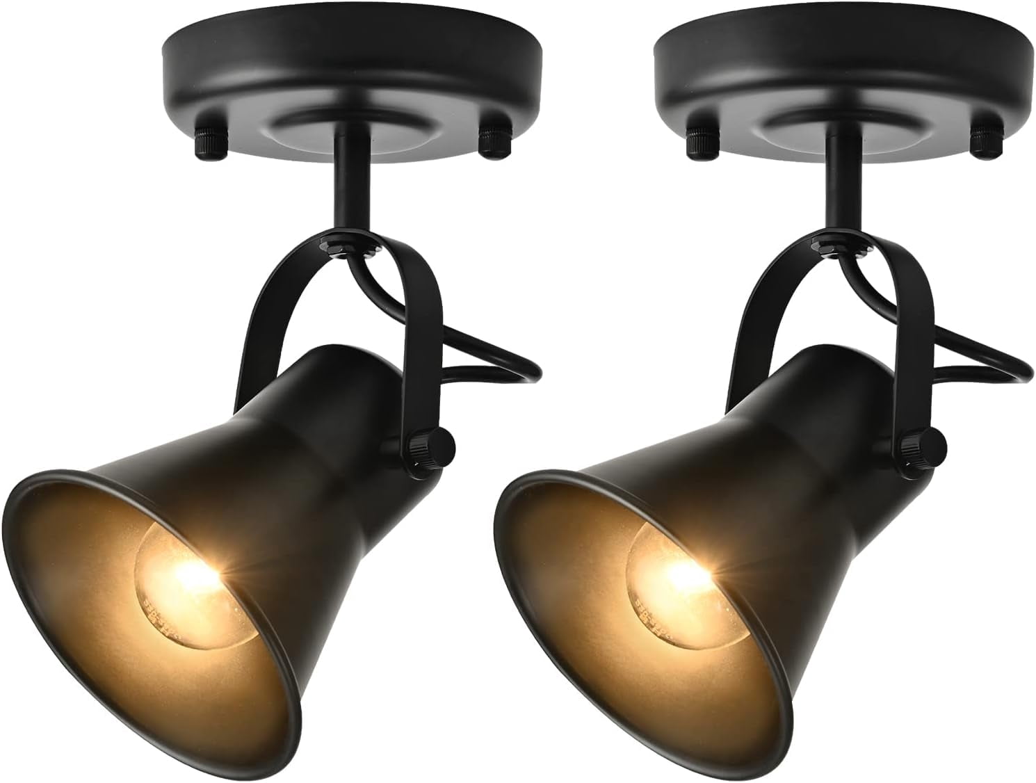 KEESFU 2-Pack Industrial Mini Track Lighting, Black Ceiling Spotlight with 350° Rotatable Head, Modern Adjustable Ceiling Mount Fixture for Bedroom Living Room Hallway