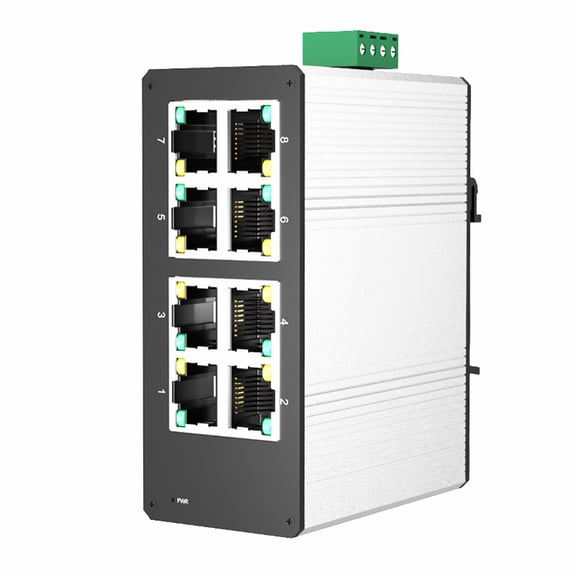 Industrial Miniature 8 Port Gigabit Ethernet Switches Aluminum Shell Din Rails Mount PoEs Switches For Tight Space