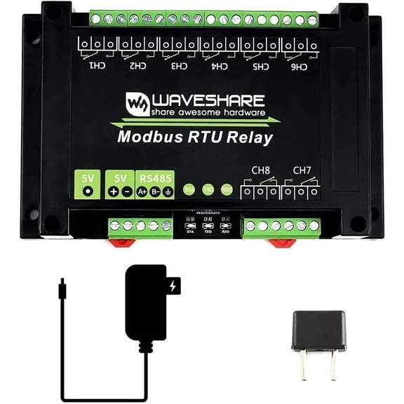 Industrial Modbus RTU 8 Channel Relay Module 5V with RS485 Interface Build-in Power Isolation, ADI Magnetical Isolation, TVS Diode Multi Isolation Protection Circuits