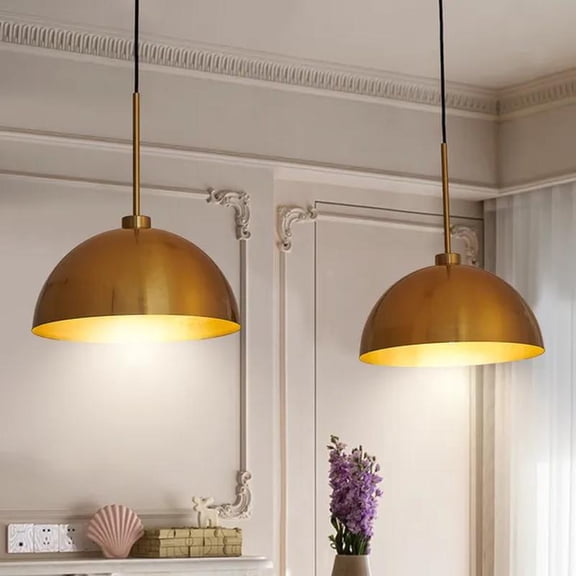 Industrial Modern Copper Color Double Pendant Light Adjustable Ceiling Hanging Lamp with Bright Finish for Dining Room, Kitchen, or Living Room Stylish and Durable Fixture