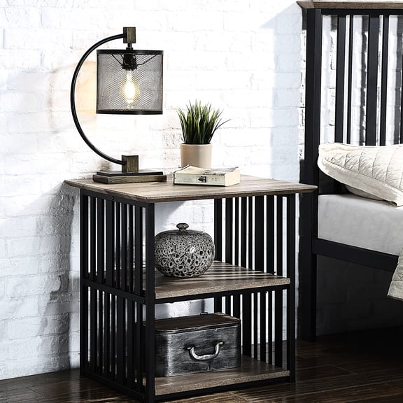 Industrial Modern Style - Ample Shelf Space - Bedroom Decor Piece - Rustic Look