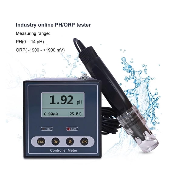 Industrial PH Controller ORP Meter Monitor Digital 0.02pH 1mV Upper Lower Limit Control Alarm PH Tester ,Reliable