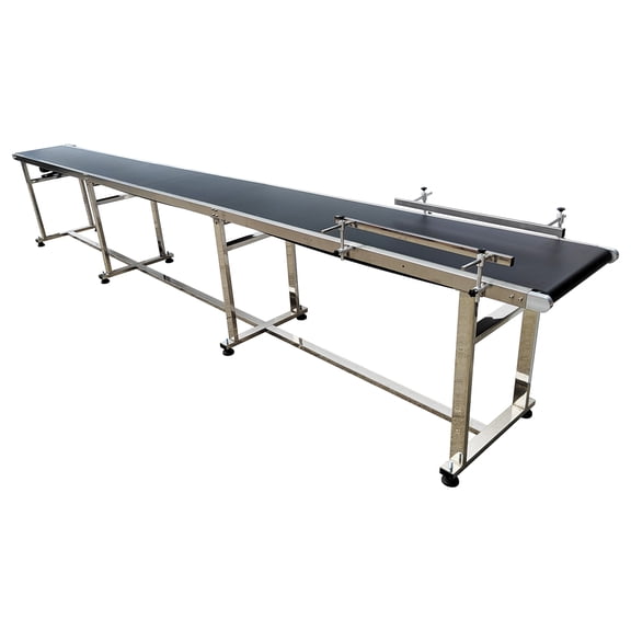Industrial PVC Flat Belt Conveyor Machine Adjustable Speed Electric Transport Conveyor with Double Guardrails 370W 110V