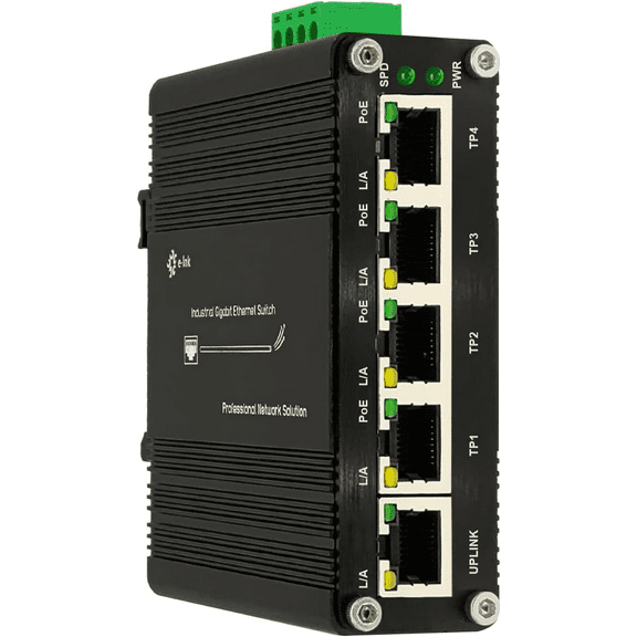 Industrial Passive 24V 5 Ports PoE Switch Gigabit RJ45 Din Rail 10/100/1000Mbps Ethernet Switch Unmaneged Switch PoE Switch 12-24V Input 24V Output Passive Switch