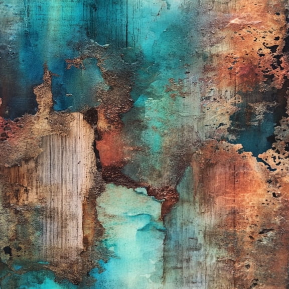Industrial Peel and Stick Wallpaper 17.7in x 9.8ft Abstract Rust Teal Metallic Texture Distressed Contact Paper Vinyl Waterproof Self Adhesive Wall Paper for Bedroom Shelf Cabinet Renter Friendly