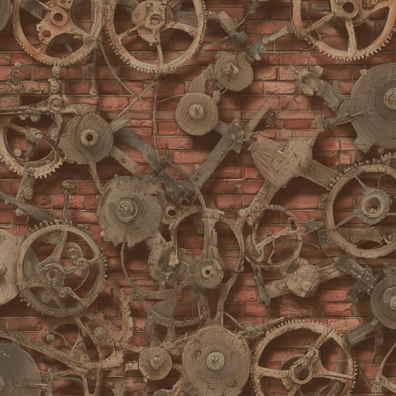 Industrial Peel and Stick Wallpaper 23.6in x 9.8ft Abstract Steampunk Gear Rustic Vintage Contact Paper Vinyl Waterproof Self Adhesive Wall Paper for Bedroom Shelf Cabinet Renter Friendly