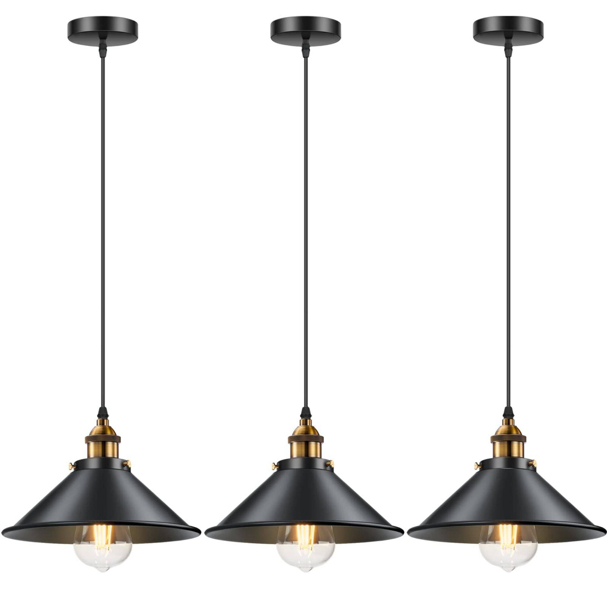 Industrial Pendant Light E26 Base, Vintage Hanging Pendant Lights Retro Pendant Light Fixtures Home Kitchen Lighting UL Approval, Bar Lights Hanging, 3 Pack