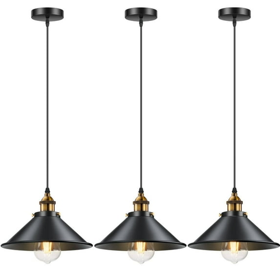 Industrial Pendant Light E26 Base, Vintage Hanging Pendant Lights Retro Pendant Light Fixtures Home Kitchen Lighting UL Approval, Bar Lights Hanging, 3 Pack