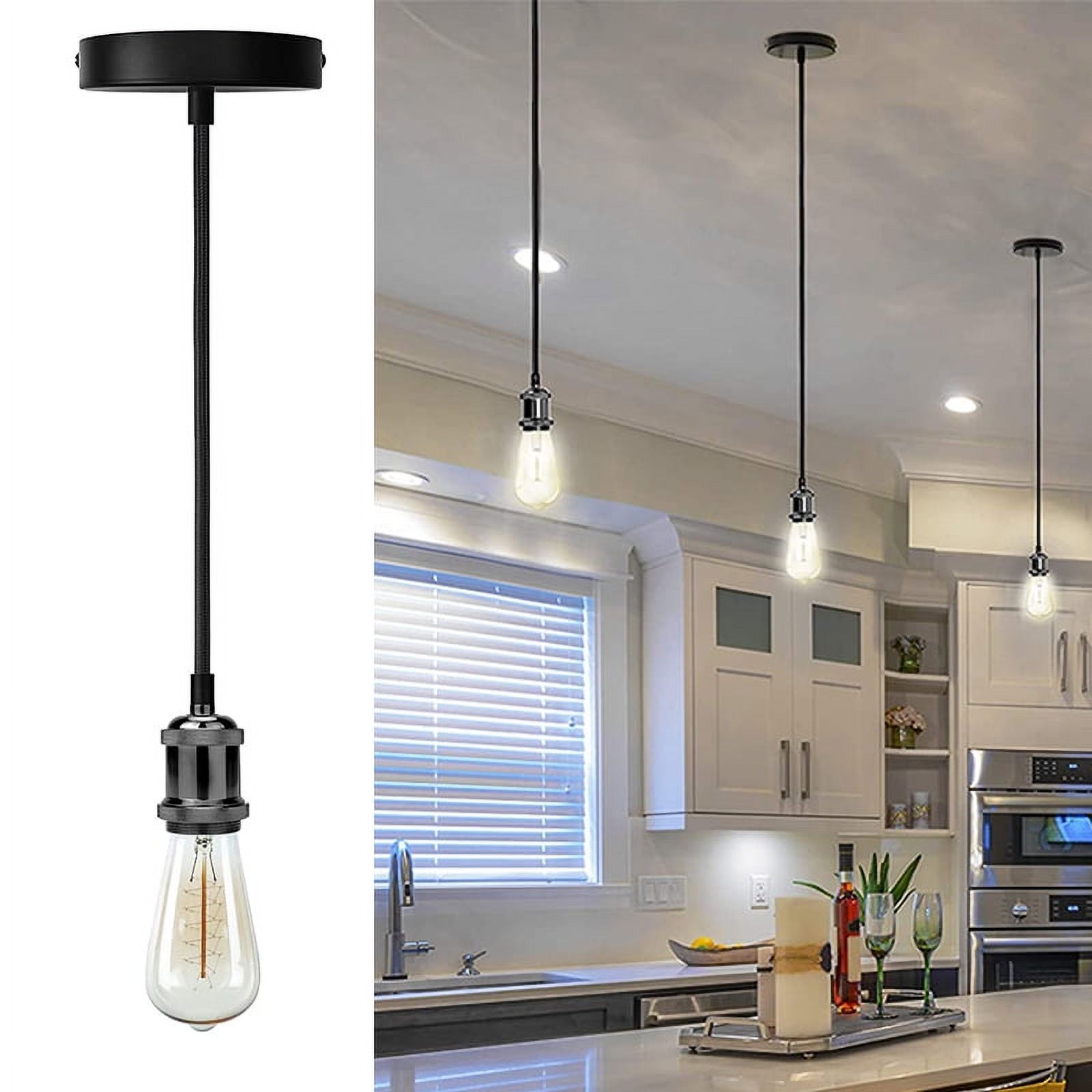 Tebru Lamp Socket with wire switch, 1Pc E27 Hanging Pendant Light Fixture Home Lamp Chandeliers