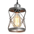 thumbnail image 1 of Industrial Pendant Lighting for Kitchen Island, Rustic Mini Cage Pendant Light, Farmhouse Pendant Lamp with Silver Grey for Dining Room, Hallway, Entryway, Bedroom, 1 of 10