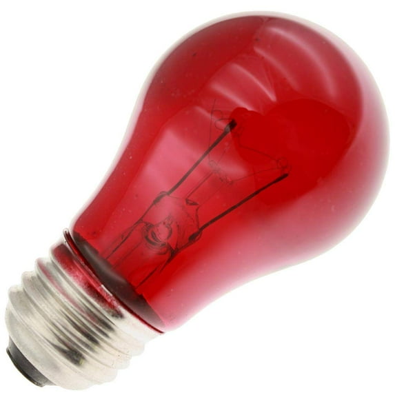Industrial Performance Decorative/Novelty 15A15/TR, 15 Watt, 130 Volt, Medium Base, Transparent Red Light Bulb