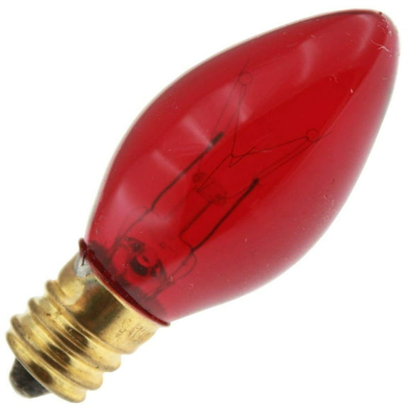 Industrial Performance Decorative/Novelty 5C7/TR 130V, 5 Watt, E12 Candelabra Base, Transparent Red Light Bulb (10 Pack)