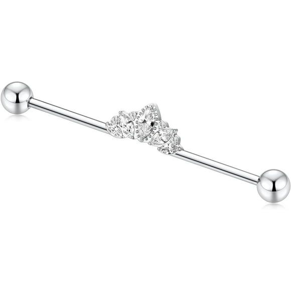 Industrial Piercing Jewelry Cartilage Earring 316L Surgical Steel Industrial Bar Helix Conch Piercing Jewelry Industrial Barbell 14G 38mm Silver