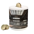 thumbnail image 1 of Industrial Piggy Bank, Inside a Hangar Old Architecture Construction Urban Life Timeworn Windows, Ceramic Coin Bank Money Box for Cash Saving, 3.6" X 3.2", Brown White Grey, by Ambesonne, 1 of 4