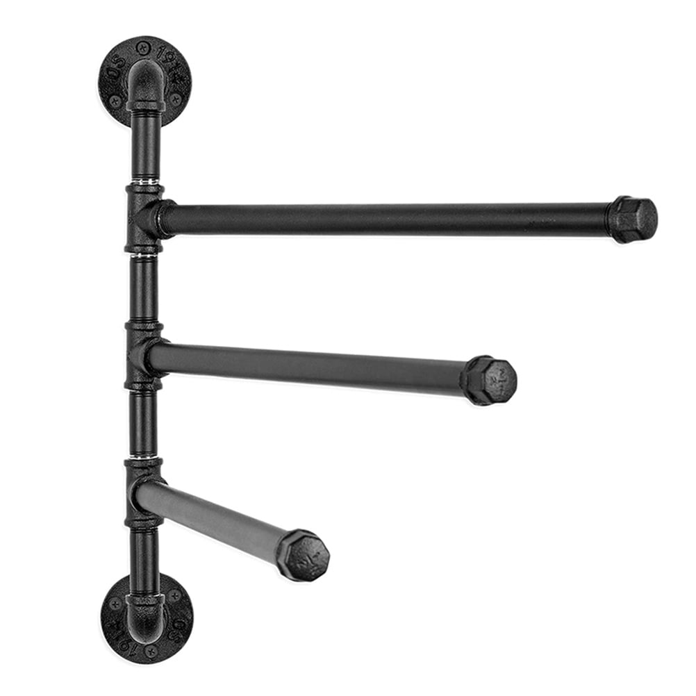 Black Iron Industrial Wall Mounted Swivel Towel Rack