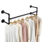 WOOW DEPOT Industrial Pipe Clothes Rack 39.4in Wall Mounted Heavy Duty Iron Rod Rustic Garment Clothing Hanging Bar for Entryway Laundry Room Closet