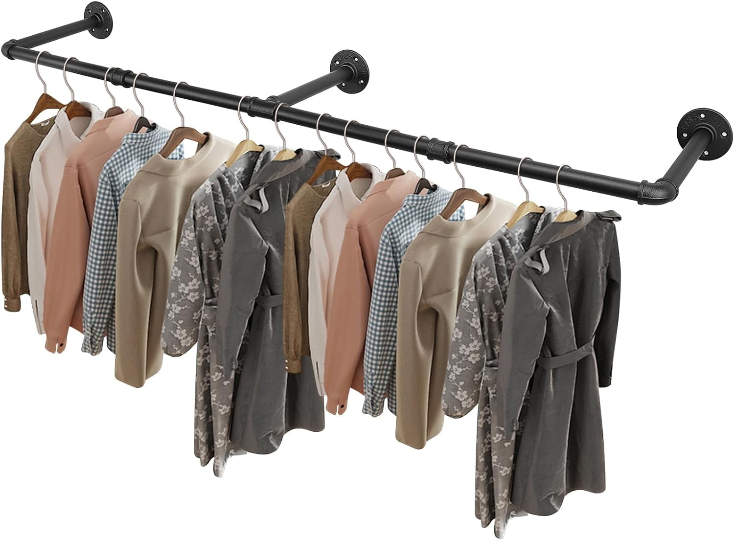Industrial Pipe Clothes Rack, Heavy Duty Detachable Iron Garment Rack