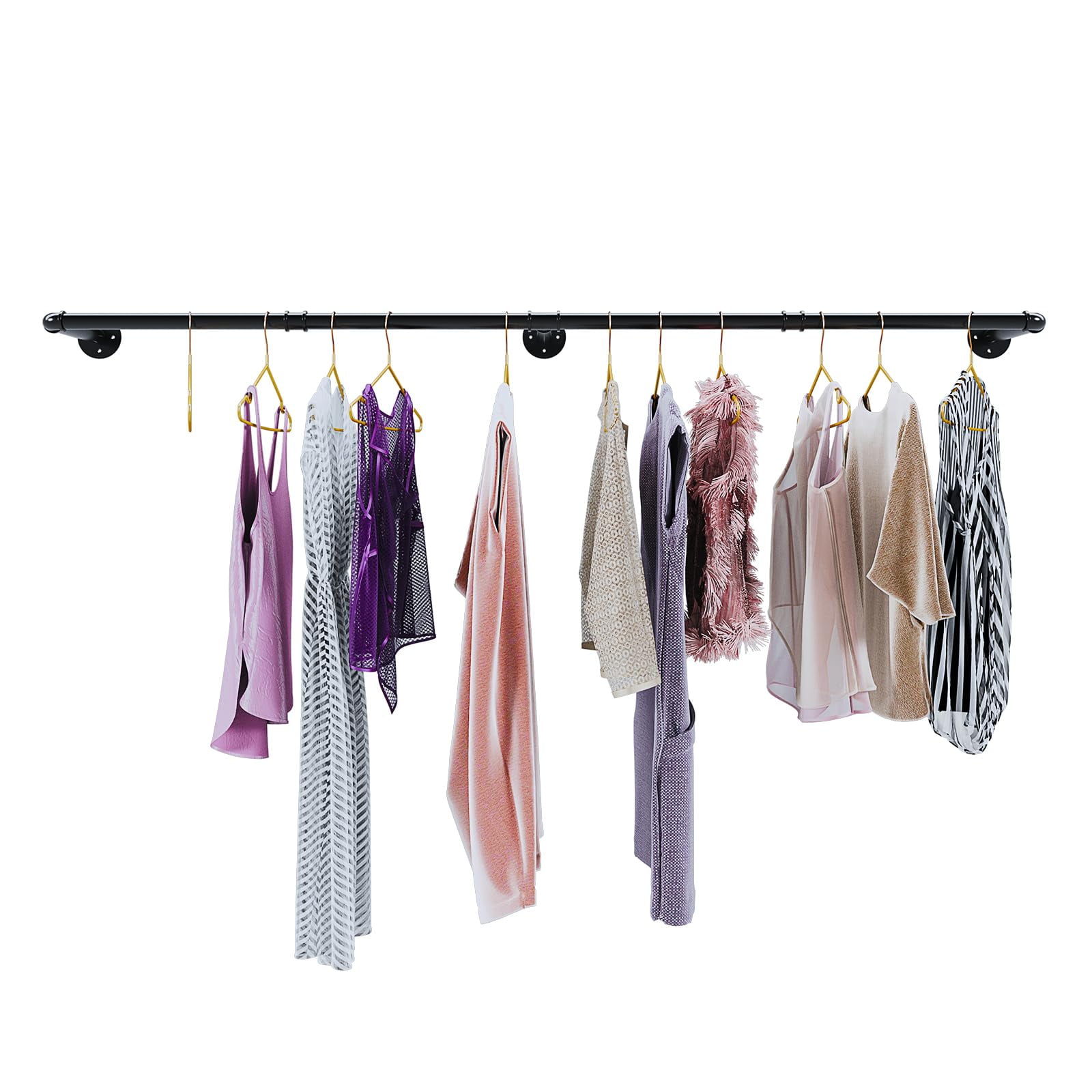 Industrial Pipe Clothes Rack, Heavy Duty Detachable Iron Garment Rack ...