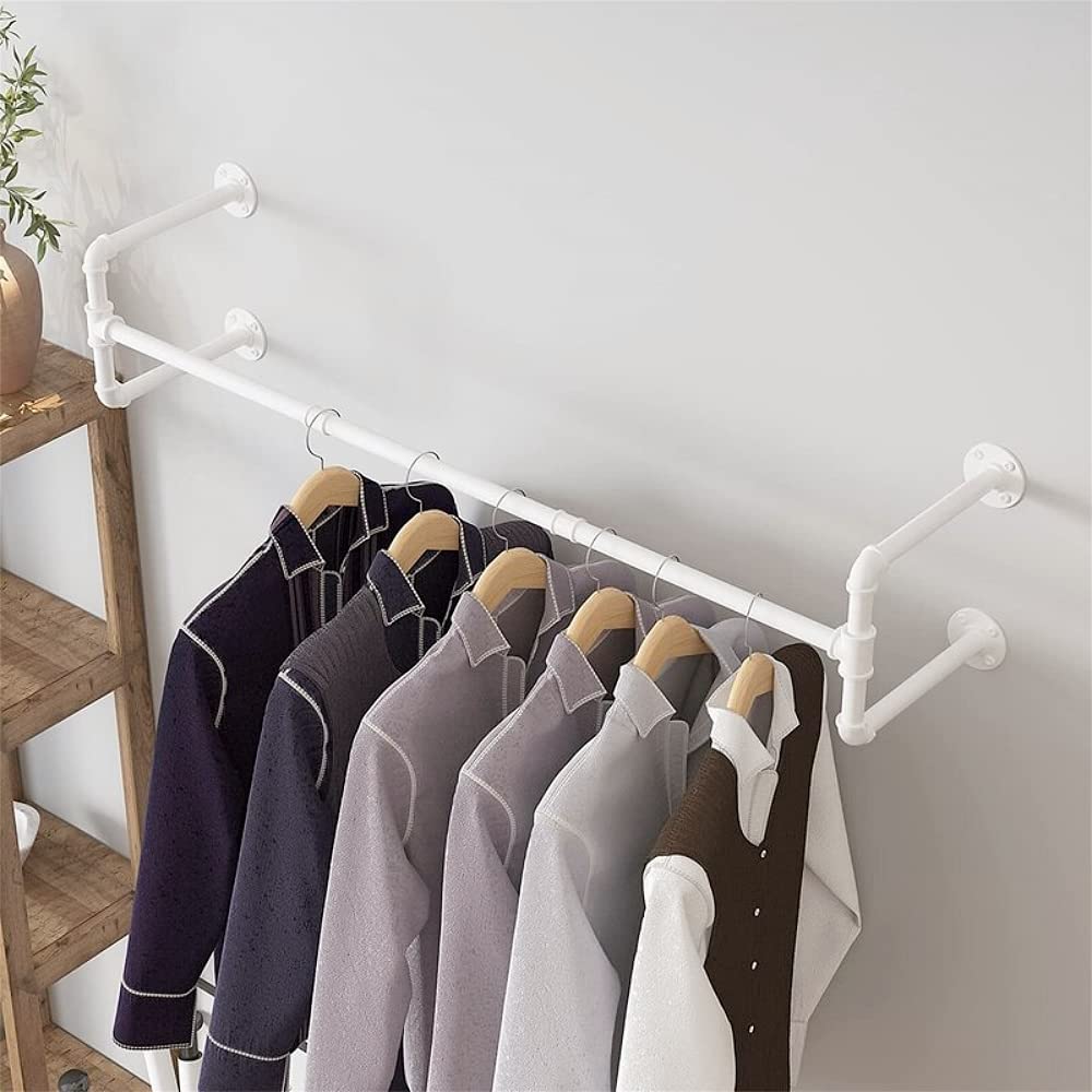 Industrial Pipe Clothes Racks, Wall Mounted Garment Racks, Space-Saving ...
