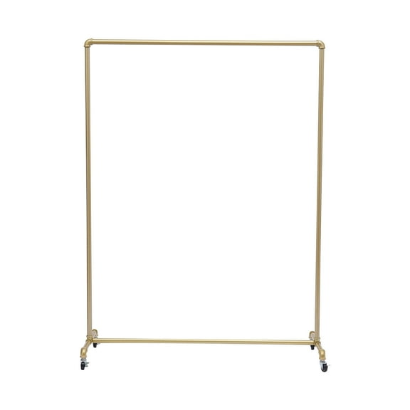 Industrial Pipe Clothing Rack 47x63 inch Gold Vintage Garment Racks with Wheels