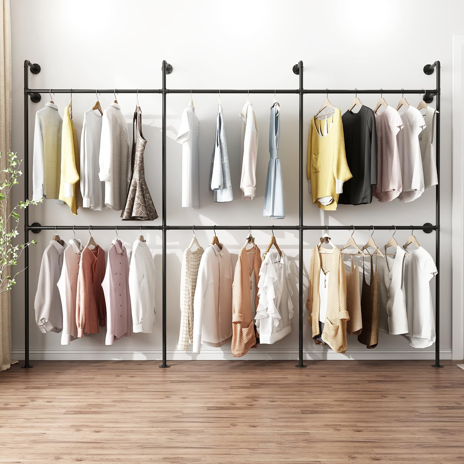 Industrial Pipe Clothing Rack, Heavy Duty Metal Clothes Rack with ...
