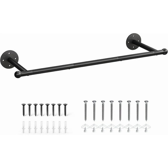 Industrial Pipe Clothing Rack, Wall Mounted Clothes Rack, Closet Rods For Hanging Clothes, 33" Multi-purpose Hanging Rod for Laundry Room, Bedroom and Closet Storage
