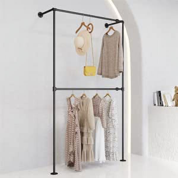 Industrial Pipe Clothing Rack Wall Mounted,Metal Commercial Clothes