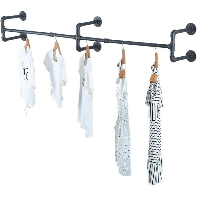 Industrial Pipe Clothing Rack Wall Mounted,Vintage Retail Garment Rack