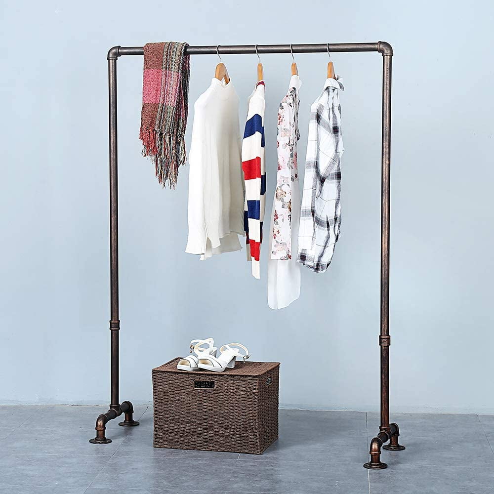 Industrial Pipe Retail Clothing Rack 59in,Vintage Standing Rolling