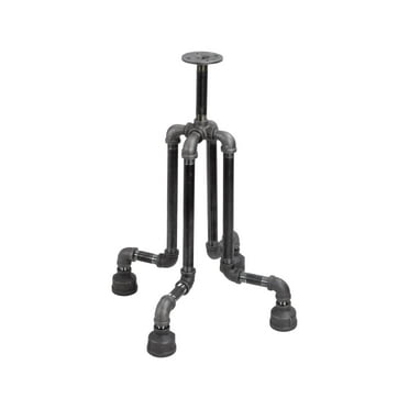 Industrial Pipe Roots End Table Dark Grey/Black Steel Metal Pipes by Pipe Decor