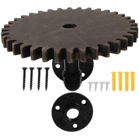 Industrial Pipe Shelf Wall Mount Retro Gear Floating Shelf 7.1X7.1X0.6 Inches Steampunk Industrial Wall Mount Iron Pipe for Bathroom Kitchen Storage$$Home Decor, Kitchen, & Other