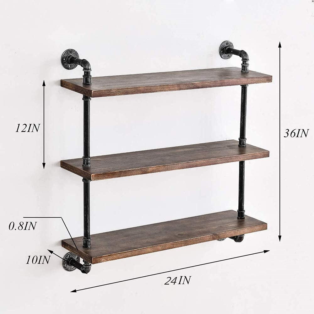 Industrial Pipe Shelves Wall Shelving Rustic Wood Shelf Storage Shelves