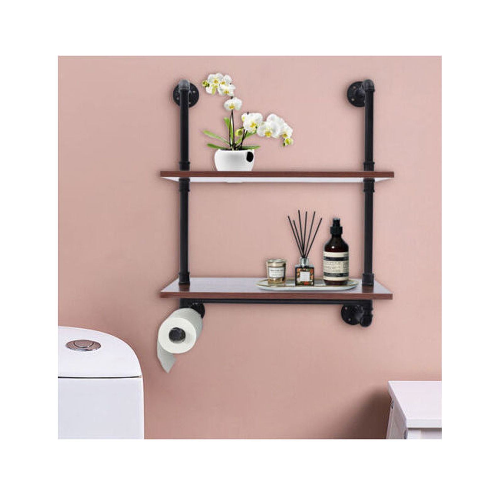 Industrial Pipe Shelving Wall Mounted, Vintagestyle Steel Pipe