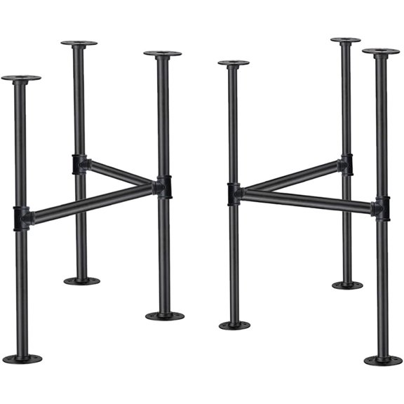 Industrial Pipe Table Leg Set,Metal Table Legs for Coffee and End Tables, Desks, Nightstand,2Pcs, 28" H  18" W(Black)
